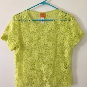 Chartreuse Lace Style Top / Shell  (only)